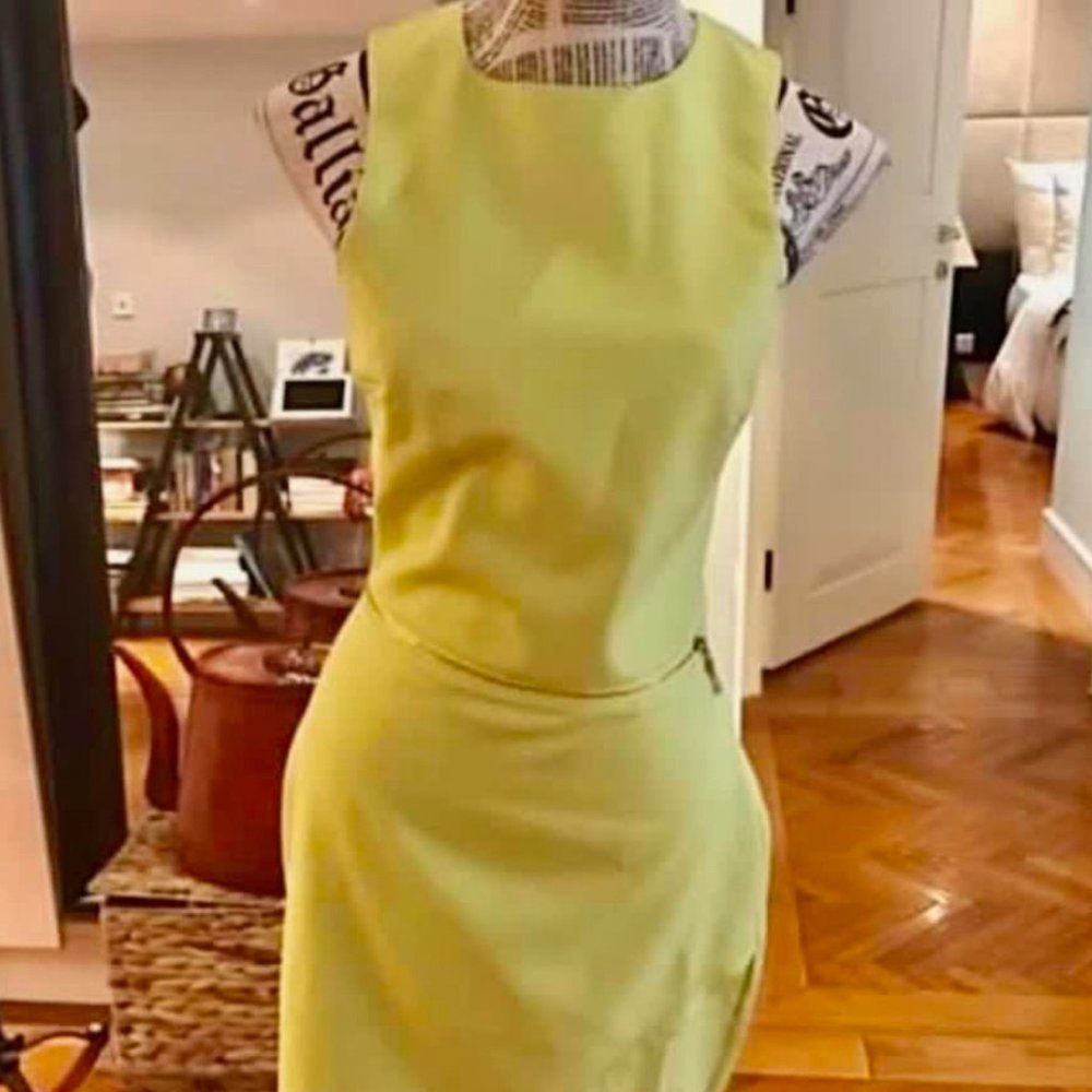 Designer Naven luminous yellow zipper cutout dress